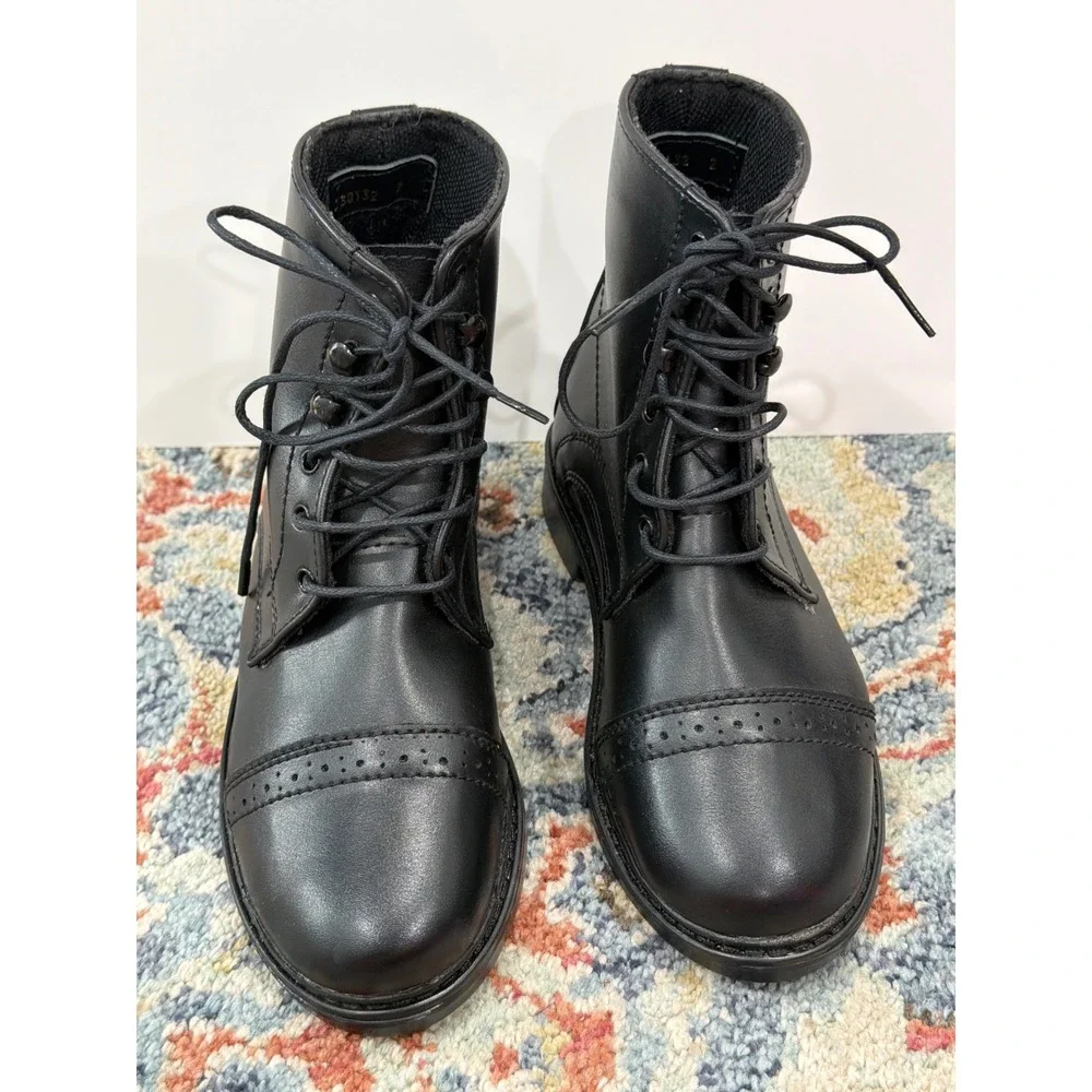 TuffRider Paddock Boots Youth 2 Black Lace Up Equestrian Horse Riding